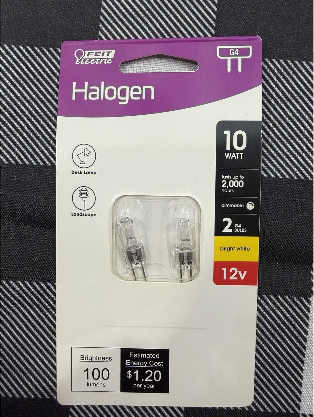 FEIT ELECTRIC 2G4 BULBS 10W 12V BRIGHT WHITE DIMMABLE, 100LUMENS
